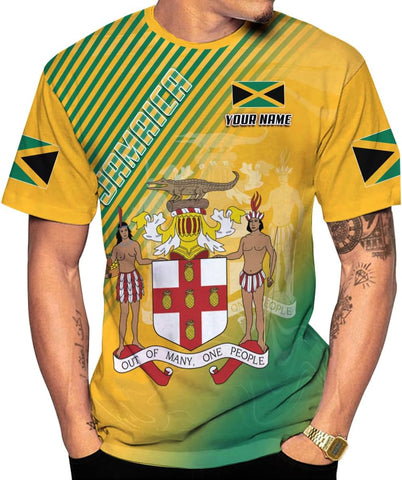 Ligthuy Personalized Jamaica Shirt 3D, Custom Jamaica Flag Lion Shirt for Men and Women, Jamaican Pride T-Shirt Unisex