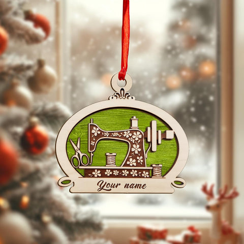 Personalized Sewing Machine Christmas Ornament 2024, Sewing Acrylic 2D Ornament, Sewing Flower Machine Shaped Ornament, Sew & Stitch Sewing Machine Christmas Ornament (NSew 3)