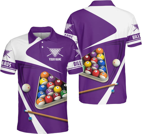 Custom Billiard Polo Shirts for Men Women Personalized Name Team 8 Ball Shirt Billiards Apparel Pool 3D Tshirts Gifts Player