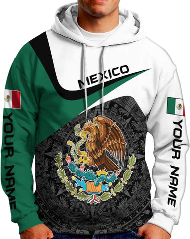 Mostprints Personalized Name Mexican Hoodie 3D, Customized Mexican Hoodies for Men, Unisex Mexico Hoodie, Mexico Hoodies for Men