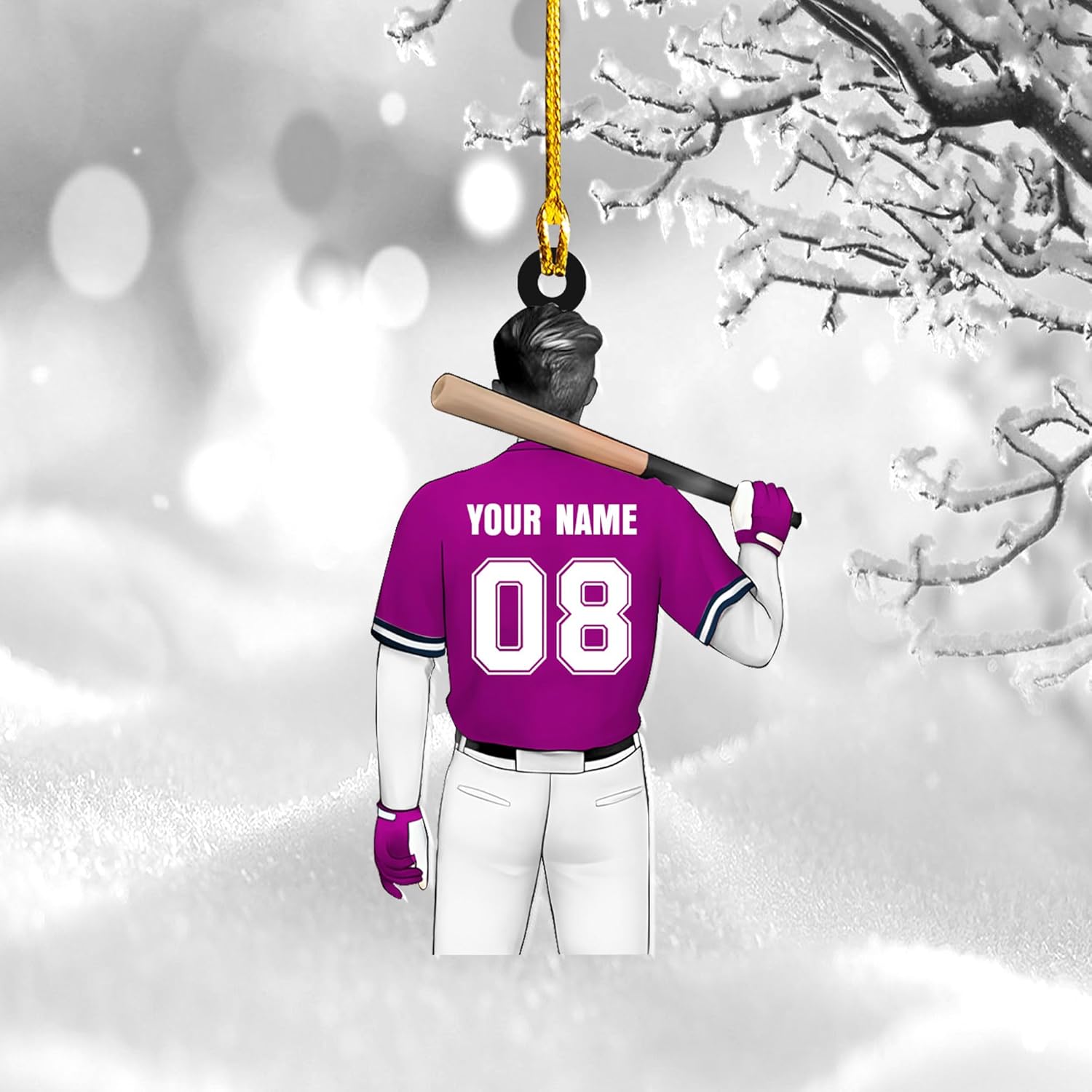 Artparel Personalized Baseball Ornament Christmas Tree Decoration Custom Baseball Christmas Ornament 2D Shape Flat Baseball Lover Gifts Beginner Baseball Players Ornament Gift (BB 4)