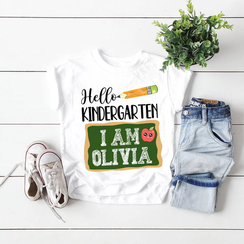 Vybonz Personalized First Day of Kindergarten Shirt, Back to School Shirts for Girl Boy Crush Kindergarten Shirts