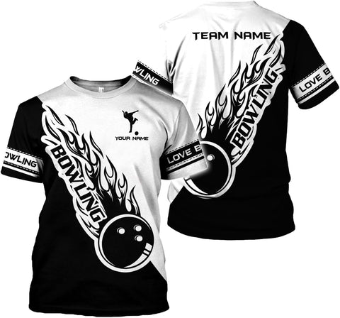 Rivelus Personalized Name Bowling Shirts for Men and Women 3D, Bowling Shirts for Team Bowling, Bowling Shirts Gift