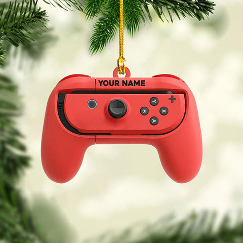 Artparel Personalized Gamer Ornament Custom Name Game Controller Ornament Shape Flat Computer Ornament for Gamer Gaming Ornament Gamer Christmas Ornament (GC10)