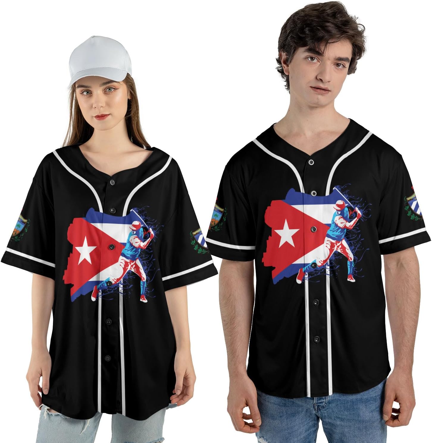 AOVL Personalized Cuba Baseball Jersey Shirt Cuba Flag Jersey Cuban Jersey for Men and Women Jersey Cuban Cuba Flag Shirt