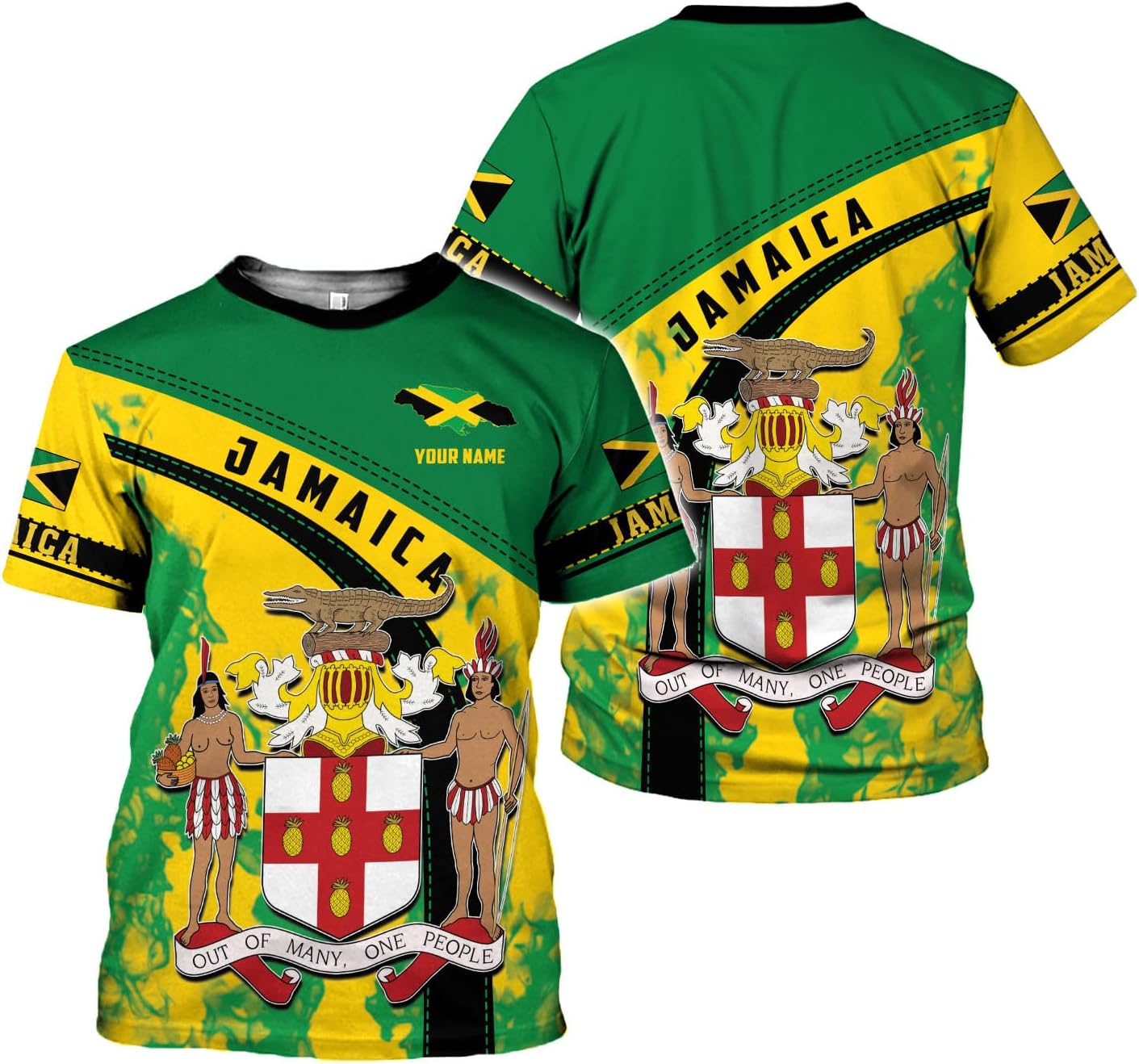 Ligthuy Personalized Jamaica Shirt 3D, Custom Jamaica Flag Lion Shirt for Men and Women, Jamaican Pride T-Shirt Unisex