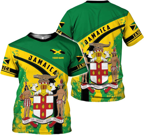 Ligthuy Personalized Jamaica Shirt 3D, Custom Jamaica Flag Lion Shirt for Men and Women, Jamaican Pride T-Shirt Unisex