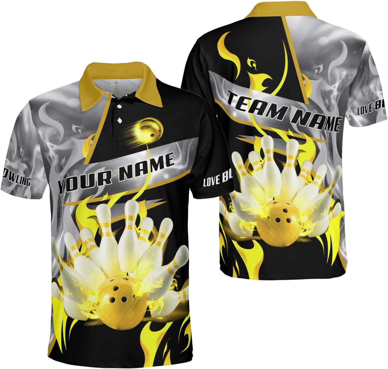 Ligthuy Personalized Name Bowling Polo Shirts 3D for Men and Women, Bowling Shirt, Bowling Shirts for Men Team Bowling Shirt