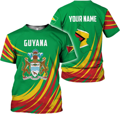 Artparel Personalized Guyana 3D Guyana Flag Shirt - Unisex Adults - Green - Short Sleeves - 5X-Small-Large
