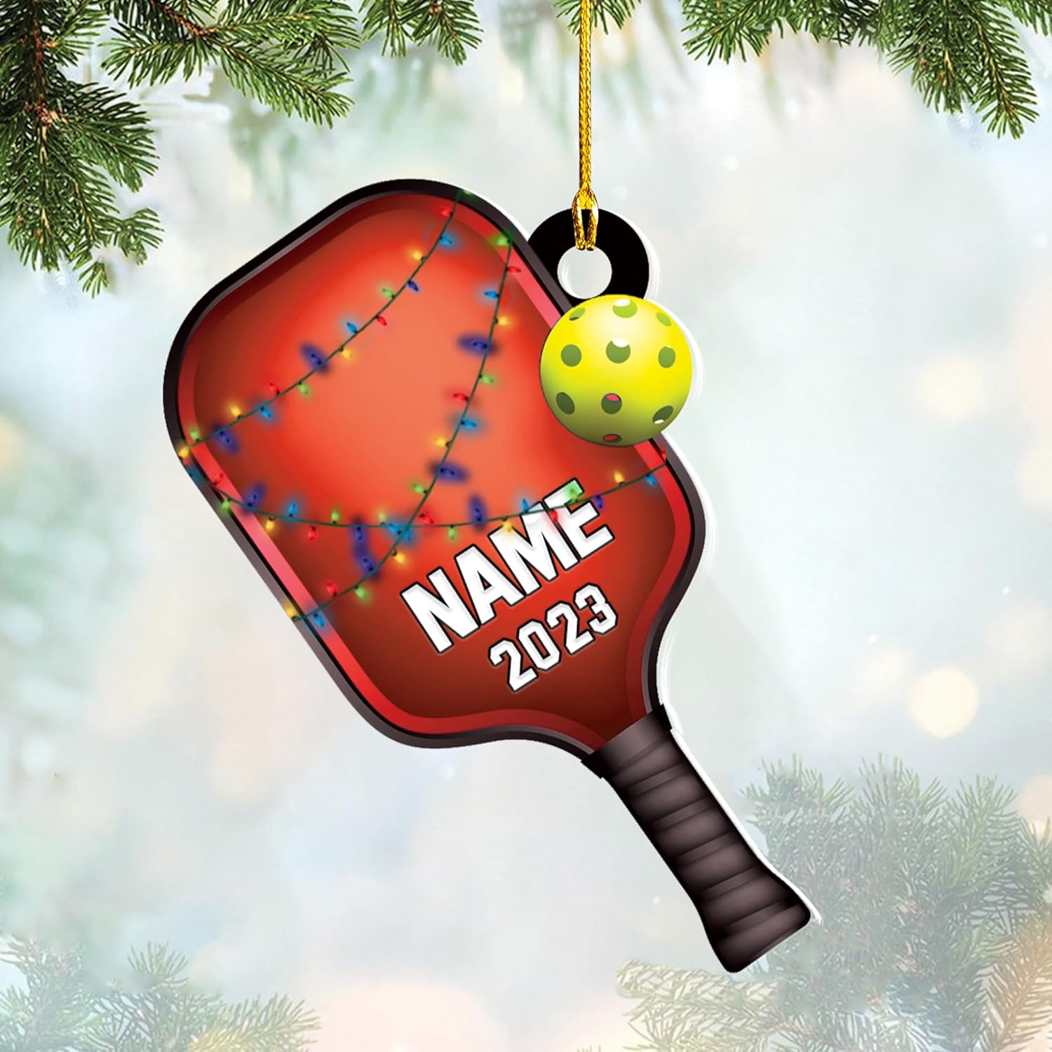 mostprints Personalized Pickleball Ornament 2023, Pickleball Paddles, Pickle Baller Sport Gifts Pickleball Ornament Christmas Tree Pickleball Decorations for Pickleball Lovers (PB3)