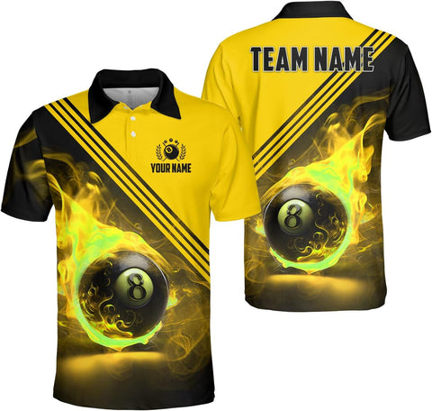 Ligthuy Personalized Billiard Polo 3D, 8 Ball Shirt, Billiards Shirts for Men, Billiard Gifts for Men and Women S-5XL