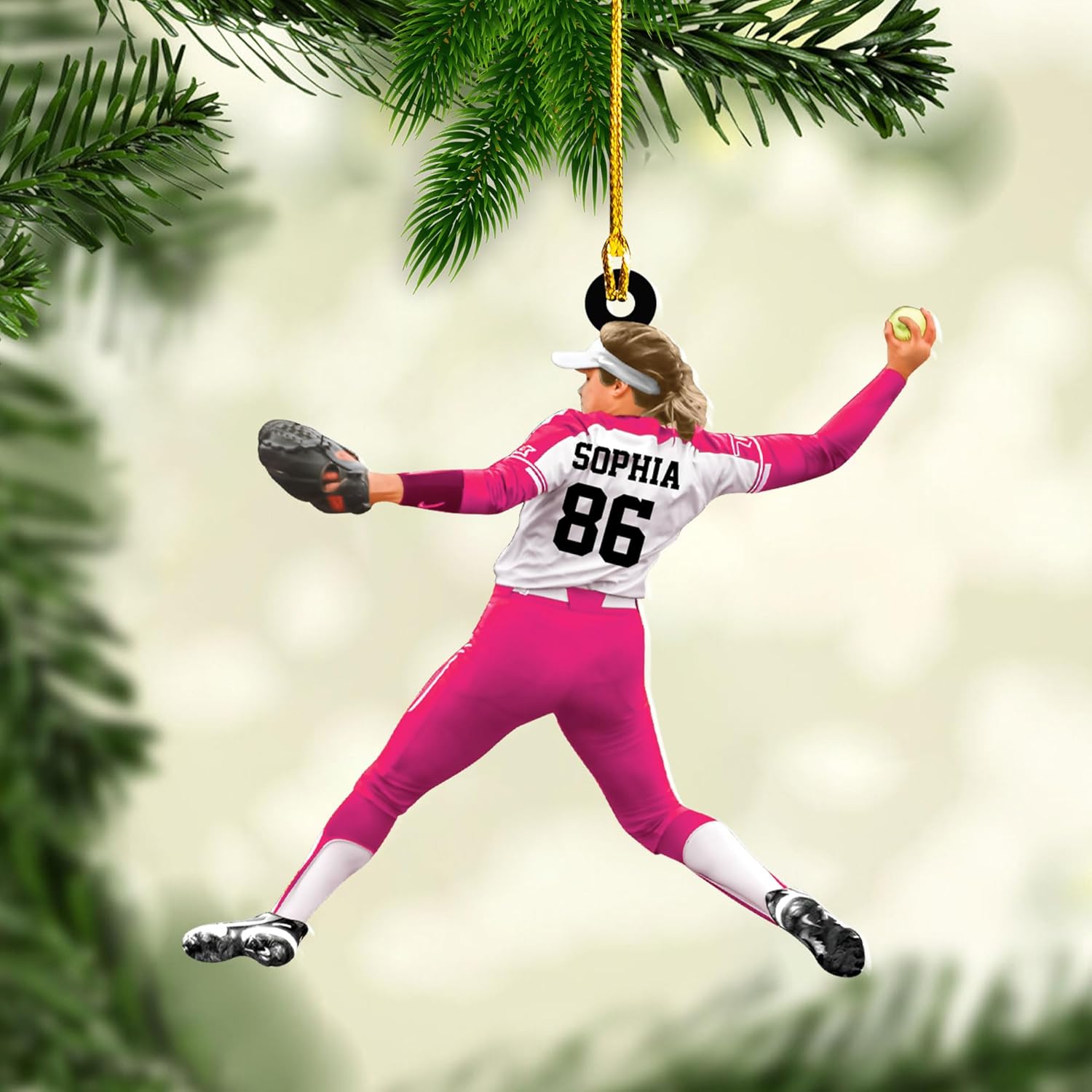 Parvii Personalized Softball Ornament Custom Softball Ornaments for Girl Coach Softball, Softball Gloves Ornament, Softball Ornament Softball Lover Softball Players Ornament (SB 8)