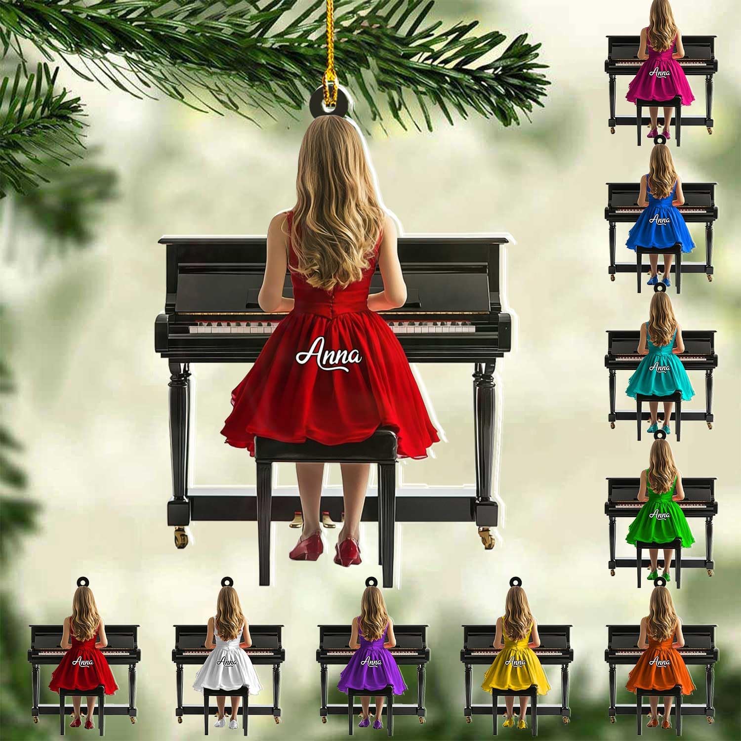 Podagree Personalized Piano Ornament, Custom Piano Ornament Piano Christmas Ornament 2023, Music Instrument Player Keyboard Ornament Decor, Gift for Piano Lover, Music Lovers (PAN10)