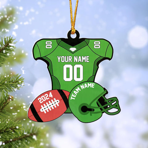 AOVL Personalized Football Ornament Customized Football Christmas Ornaments Football Ornament Christmas Hanging Décor Gift for Football Fans Football Gifts for Football (HFB1)