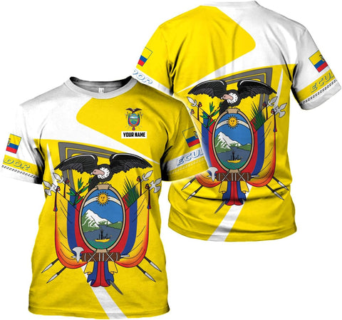 Mostprints Personalized Name Ecuador Shirt 3D, Ecuador Ecuadorian Flag Pride Gift T-Shirt, Ecuador Shirts for Men Women S-5XL