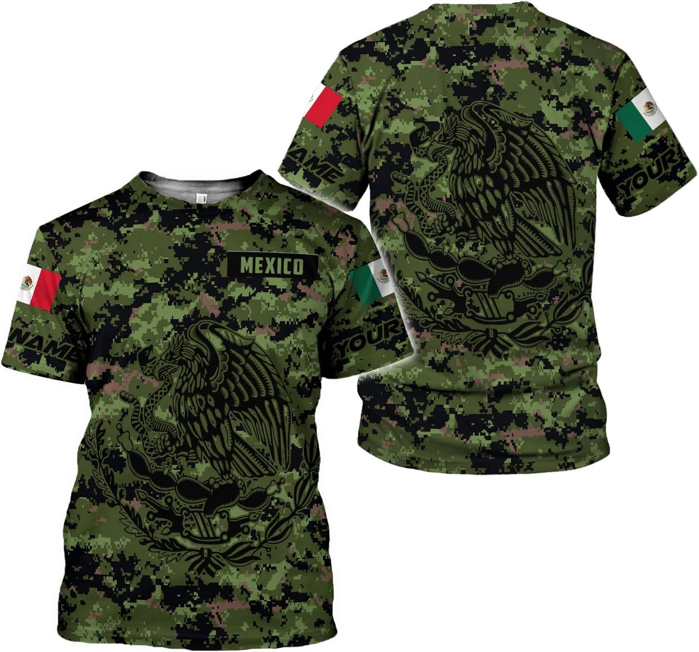 Personalized Name Mexican Shirts for Men, Customized Mexico Shirts for Men, Mexico Shirts for women, Mexico Shirt Eagle Flag Camo Flag Mexican Eagle Unisex Shirt, Mexico Soccer shirt men TS19