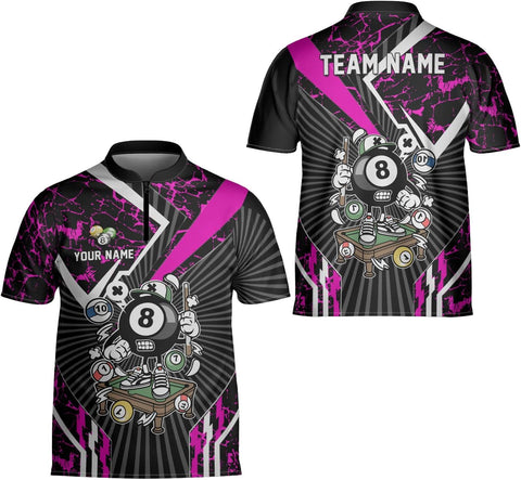 Ligthuy Personalized Billiard Jersey 3D, 8 Ball Shirt, Billiards Shirts for Men, Billiard Gifts for Men and Women S-5XL