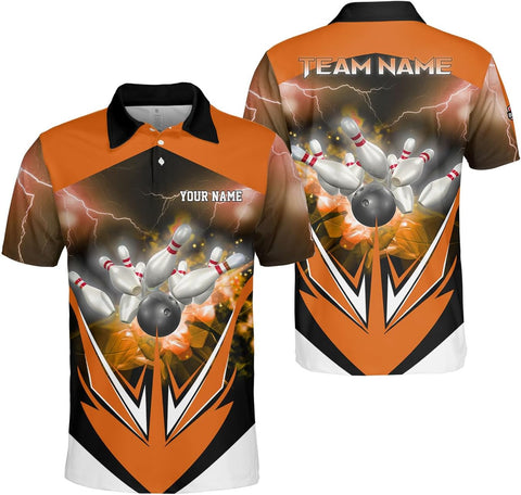 Ligthuy Personalized Name Bowling Polo Shirts 3D for Men and Women, Bowling Shirt, Bowling Team