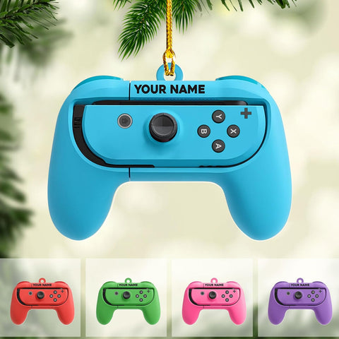 Artparel Personalized Gamer Ornament Custom Name Game Controller Ornament Shape Flat Computer Ornament for Gamer Gaming Ornament Gamer Christmas Ornament (GC10)