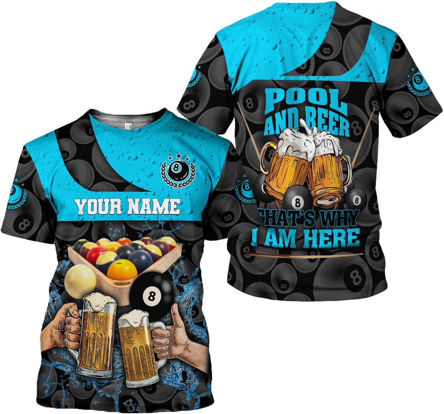 AOVL Personalized Billiard Shirts 3D Billiard Shirt Custom Billiard Flag Shirt Men's Pool Billiards Shirt 8 Ball Men Women