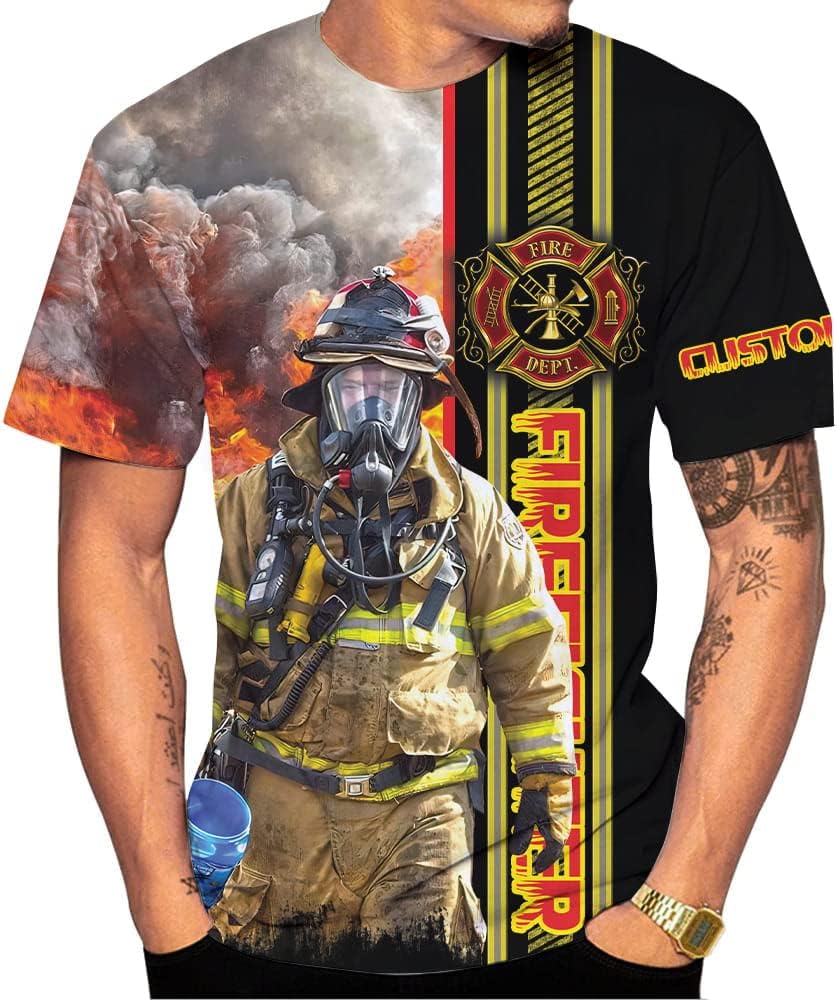 Mostprints Personalized Name Firefighter Shirt 3D, Custom Name Firefighter Shirts Men, Gift Firefighter Shirts for Women1