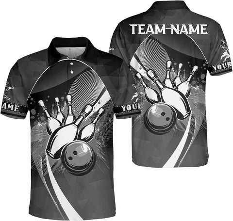 Ligthuy Personalized Name Bowling Polo Shirts 3D for Men and Women, Bowling Shirt, Bowling Shirts for Men Team Bowling Shirt