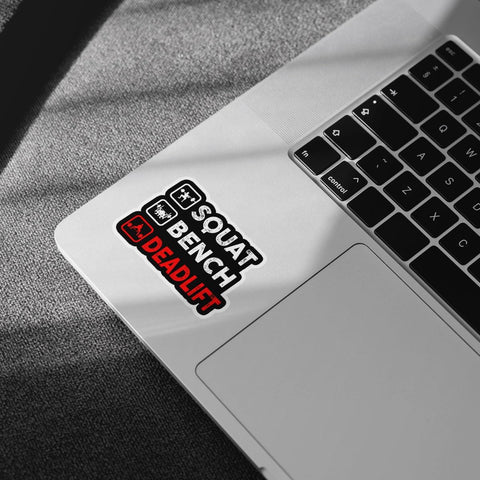 3 Pcs Squat Bench Deadlift Sticker, Gym Workout Power Lifting Accessories, Bodybuilding Stickers for Cars - Vinyl Sticker 3 Inches for Water Bottles Laptop Phone Car Window Helmet