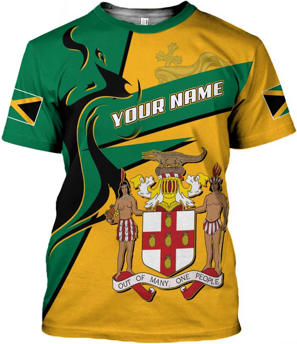 Ligthuy Personalized Jamaica Shirt 3D, Custom Jamaica Flag Lion Shirt for Men and Women, Jamaican Pride T-Shirt Unisex