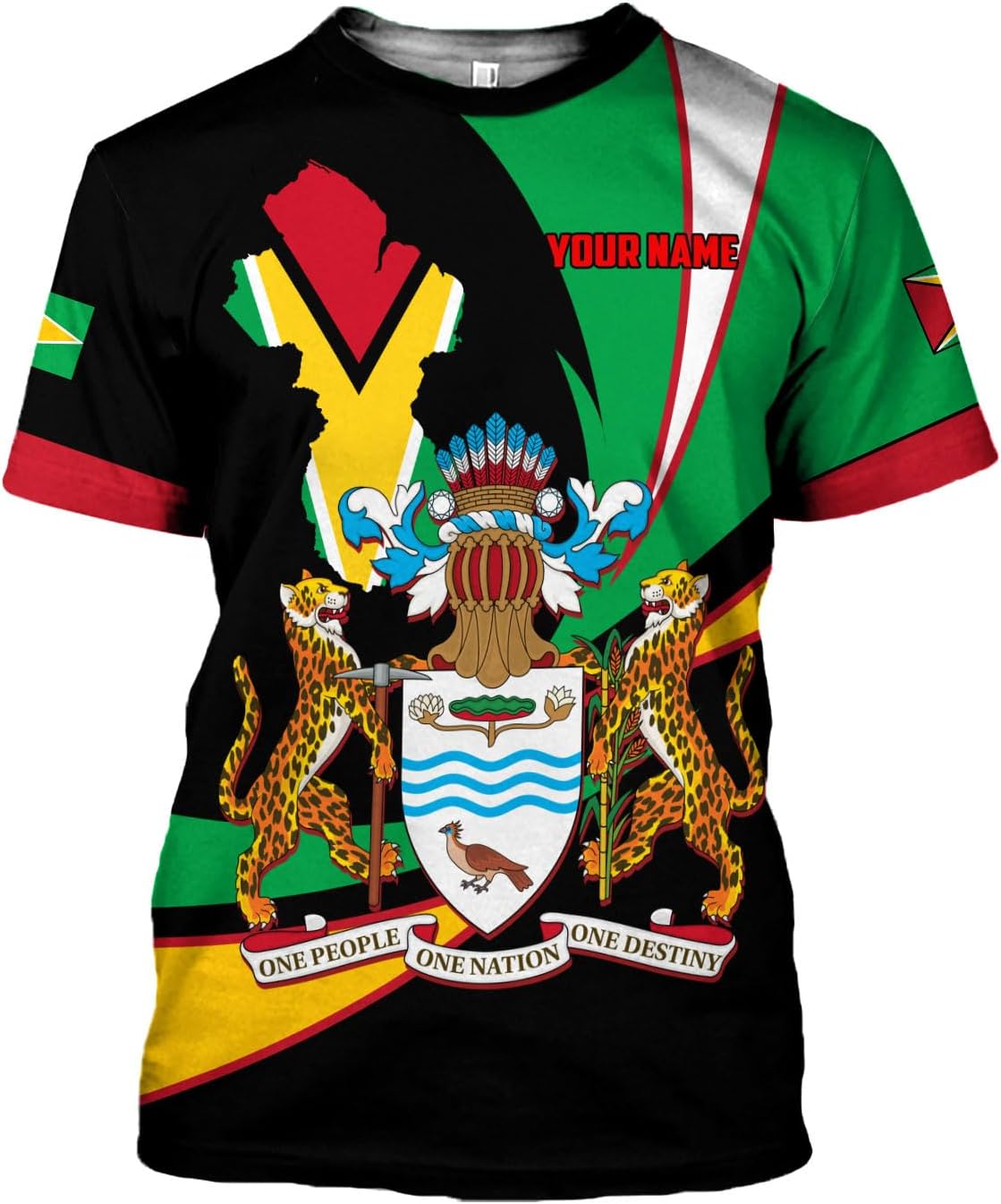 Rivelus Personalized Name 3D Shirt, Guyana Tshirt for Men Women, Guyanese Flag Pride Shirts, Guyana Gift S-5XL