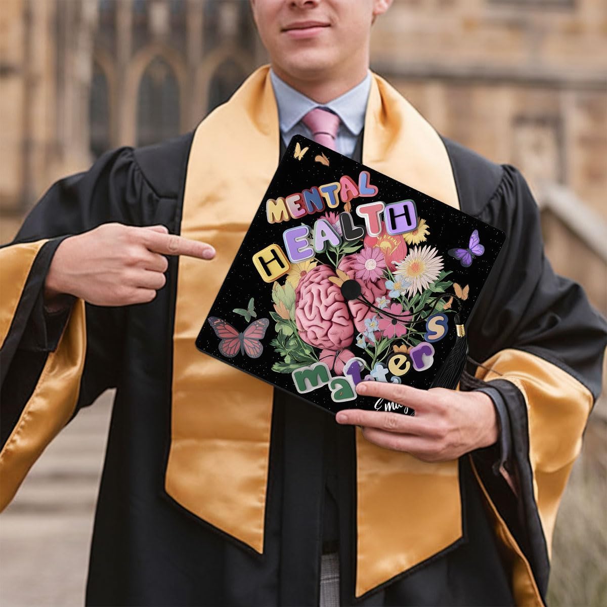 Pretyprints Mental Health Matters Graduation Cap Topper Personalized Psychology Cap Your Hard Work Psychology Grad Gifts 2025