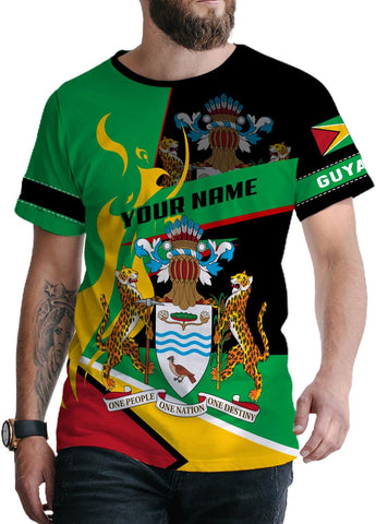 Rivelus Personalized Name 3D Shirt, Guyana Tshirt for Men Women, Guyanese Flag Pride Shirts, Guyana Gift S-5XL