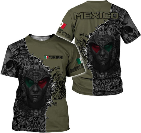 Mostefy Personalized Name Mexican Shirts 3D Customized Mexico Shirt US Flag, Mexican Shirts for Women Unisex