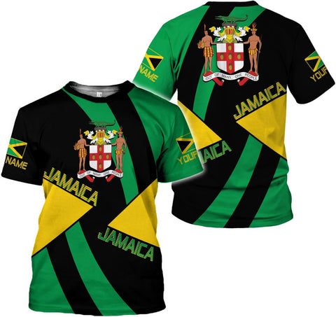 Ligthuy Personalized Jamaica Shirt 3D, Custom Jamaica Flag Lion Shirt for Men and Women, Jamaican Pride T-Shirt Unisex