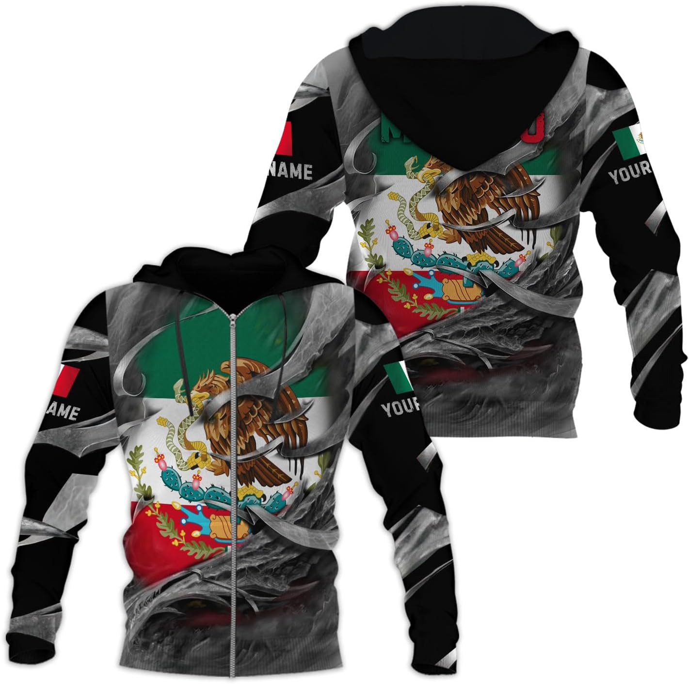 Mostprints Personalized Name Mexican Hoodie 3D, Mexican Hoodies for Men, Unisex Mexico Hoodie, Mexico Hoodies for Men