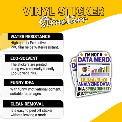 I'm Not A Data Nerd 3" Sticke, Funny Spreadsheet and Data Analyst Quote Vinyl Decal Waterproof for Laptop, Water Bottle, Journal, Office Desk, Gift for Excel Lovers