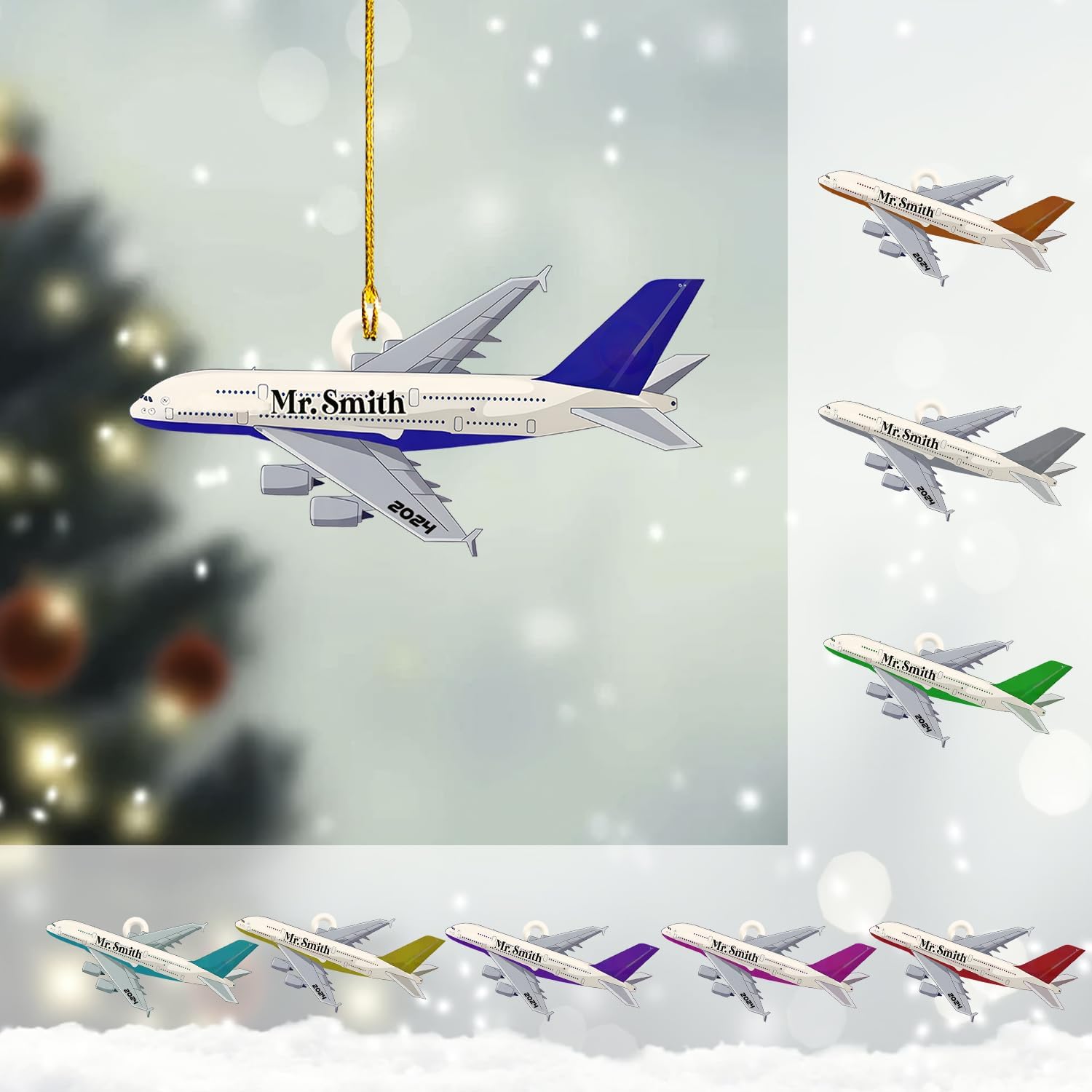 Podagree Personalized Airplane Ornaments for Christmas Tree - Airplane Christmas Ornament 2023, Pilot Airplane Captain Christmas Tree 2023, Pilot Ornament Xmas Gifts Christmas Pilot Flight (APL5)