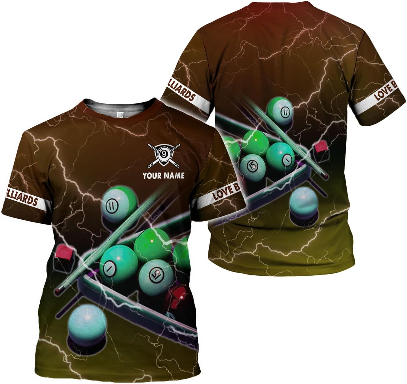 Parvii Personalized Billiards Shirt for Men, 8 Ball Pool Shirt, Billiards Gift