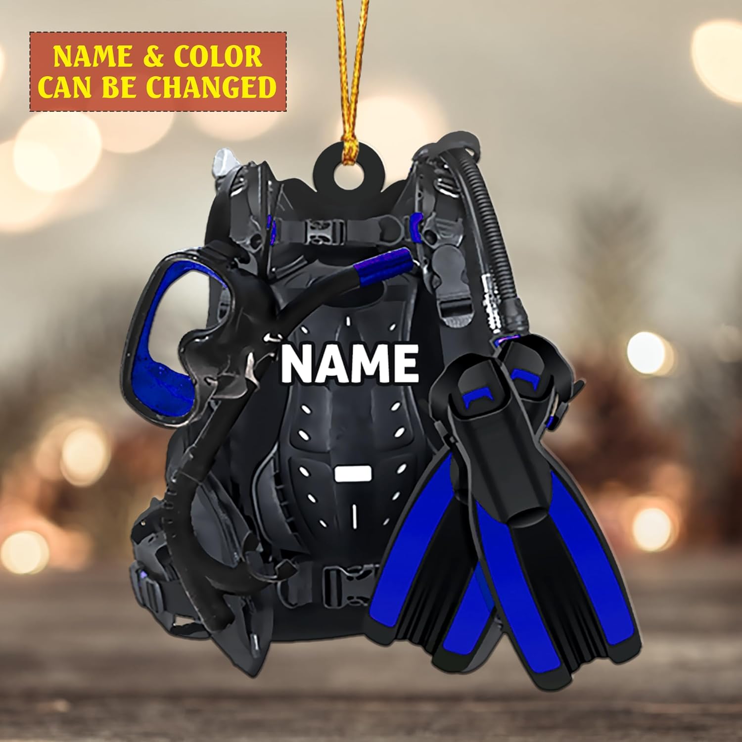 Royalbro Personalized Scuba Diving Ornament, Scuba Diver Ornament, Scuba Diver Christmas Ornament, Gift for Diver, Scuba Dive Gift, Diving Vest Custom Christmas Ornament (SD 3)