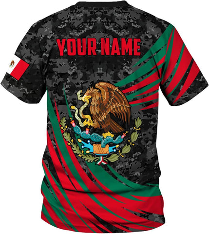 RoyalBro Personalized Mexico Shirt, Camisas de Mexico Customized Mexican Shirts Mexican Flag Mexico 3D Shirt for Men Women