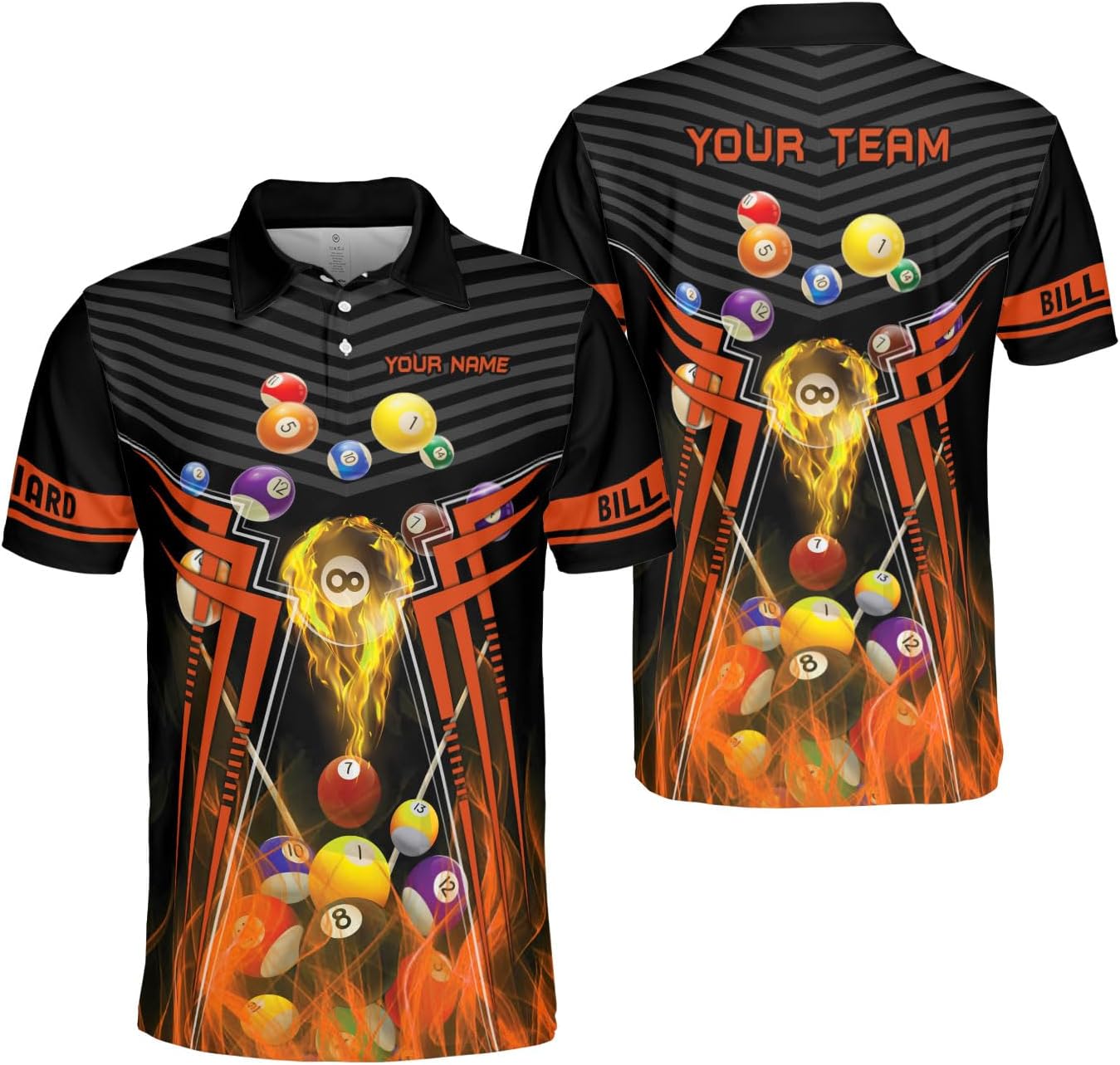 Custom Billiard Polo Shirts for Men Women Personalized Name Team 8 Ball Shirt Billiards Apparel Pool 3D Tshirts Gifts Players