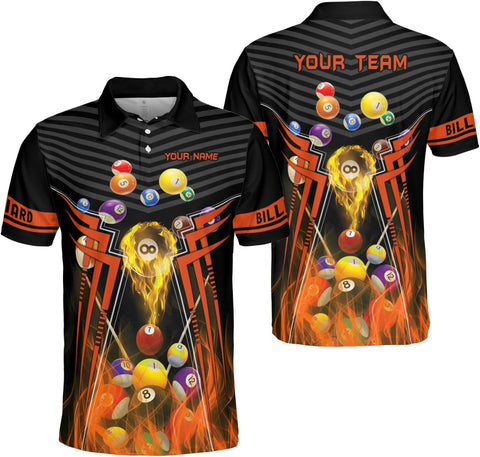 Custom Billiard Polo Shirts for Men Women Personalized Name Team 8 Ball Shirt Billiards Apparel Pool 3D Tshirts Gifts Players