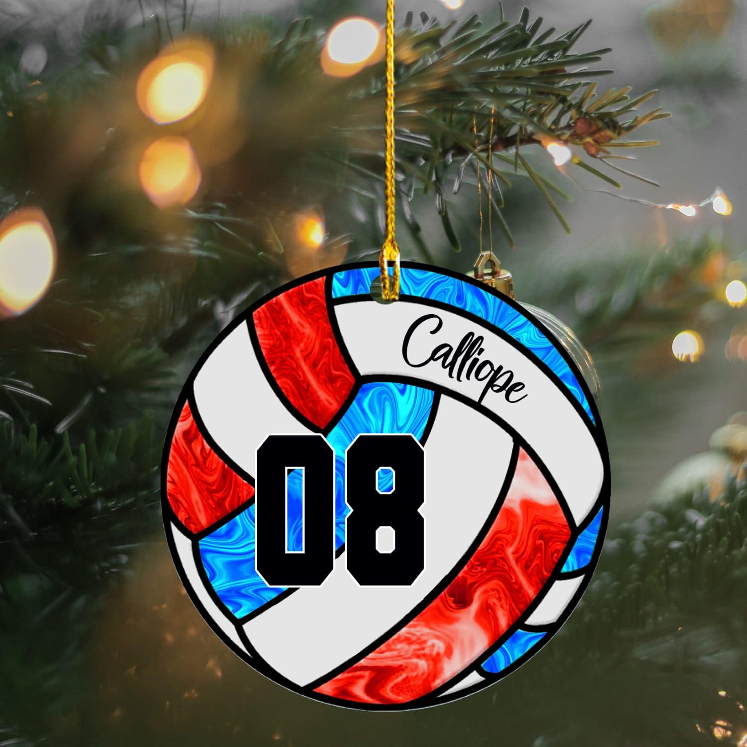 Mostprints Personalized Name Volleyball Ornament for Chrismas 2023, Custom Wood Volleyball Ornaments for Christmas Tree, Volleyball Ornaments for Men, Boy Christmas Pine Tree Hanging