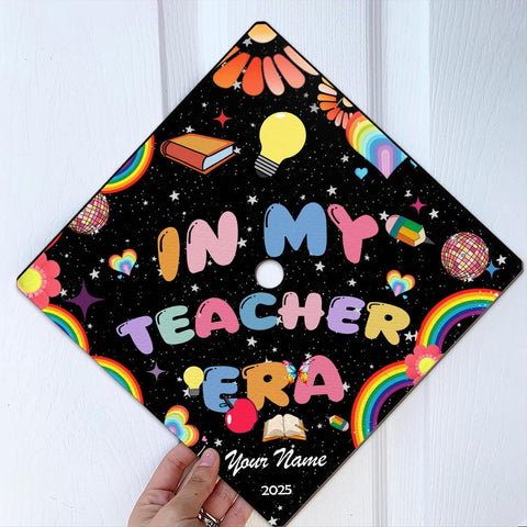 Pretyprints Personalized Teacher Graduation Cap Topper Teacher Gift Class Of 2025 Graduation Cap Decoration Topper