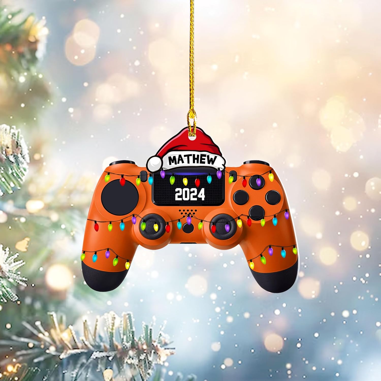 Artparel Personalized Gamer Ornament Custom Name Game Controller Ornament Shape Flat Computer Ornament for Gamer Gaming Ornament Gamer Christmas Ornament (VGC5)