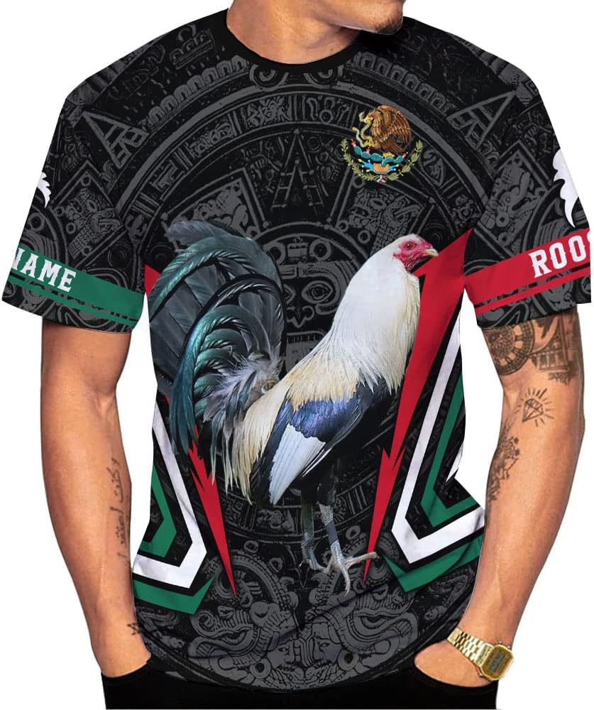 Mostprints Personalized Name Mexican Shirts for Men, Rooster Mexico Shirts for Men, Mexico Shirt Eagle Flag Mexican Eagle 1