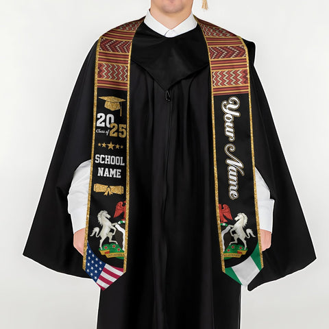 Pretyprints Custom Nigerian Graduation Sash Nigeria Graduation Stole Personalized Nigerian American Flag Graduation Sash 2025