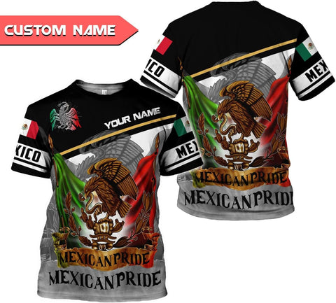 Mostprints Personalized Name Mexican Shirts 3D Customized Mexico Shirt US Flag, Mexican Shirts for women Unisex