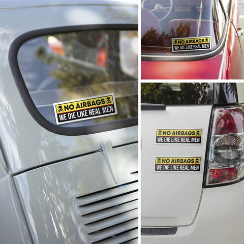 3 Pcs No Airbags We Die Like Real Men Sticker Decals for Cars, Funny Adult Men Humor Bumper Sticker - Vinyl Decal 5 Inches for Water Bottles Laptop Phone Car Window Helmet