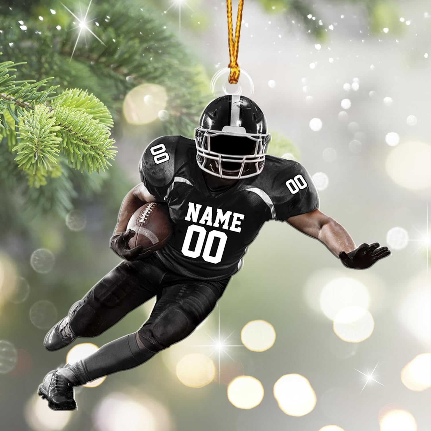 Artparel Personalized Football Ornament Customized Football Christmas Ornaments Football Ornament Christmas Hanging D��cor Gift for Football Fans Football Gifts Gift for Football (FBH 1)