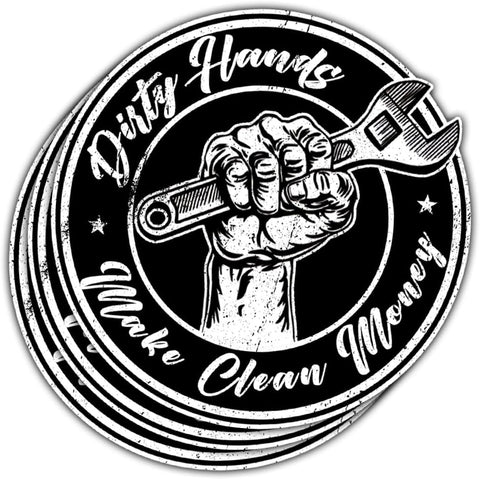 3 Pcs Dirty Hands Make Clean Money Sticker, Dirty Hands Clean Money Decal, Dirty Hands Clean Money Sticker, Welding Mechanic Lineman Blue Collar Stickers for Laptop Bottle Phone Car Helmet 3"x3"